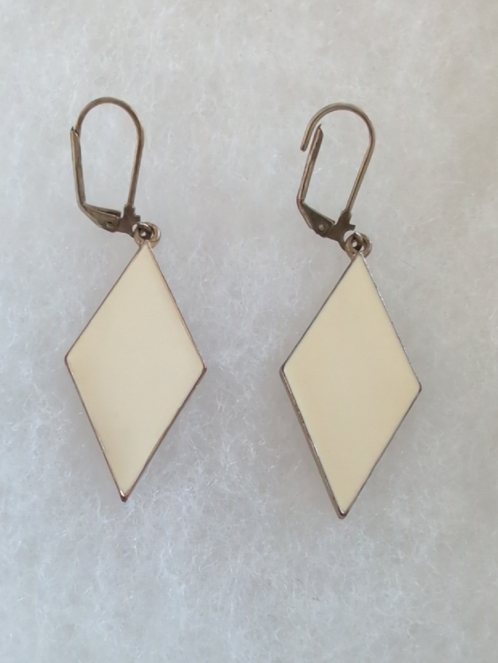 Cream Diamond Enamel Drop Earrings